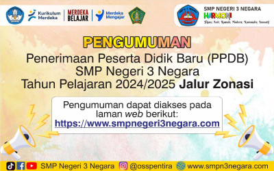 Pengumuman Penerimaan Peserta Didik Baru (PPDB) pada Jalur Zonasi